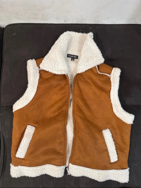 Almost Famous Jackets & Blazers - Almost Famous Brown and Cream Sherpa-Lined Kids Vest